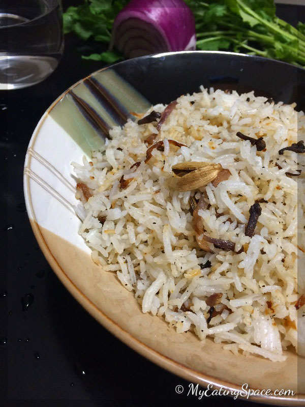 Fragrant Rice Pilaf is the easy and flavored rice that can be made quickly. You can pair it with your choice of side dish, vegetarian, vegan or non-veg. This gluten free pilaf can be your main entree in the next party with a variety of sides.