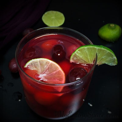 Grape limeade/ lemonade is a non alcoholic beverage you can serve for a spooky Halloween as well as a Peace filled Thanksgiving get-together. This colorful drink is also kid-friendly. This healthy homemade limeade is a great pair with any savory dish. Get more healthy recipes at myeatingspace.com