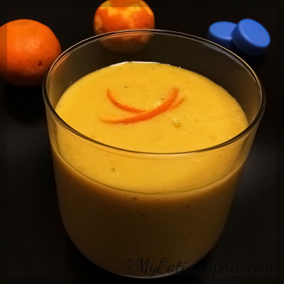 Mandarin banana smoothie makes a refreshing energy drink for a lovely breakfast. Banana add an extra creamy and frothy texture for your smoothie. The mild flavor of ginger makes the sugar free smoothie an added healthy drink for the next thanksgiving. Get more healthy recipes at myeatingspace.com