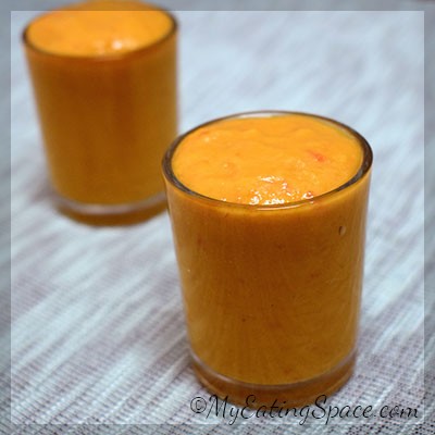 Creamy vegan Avocado smoothie made with tomatoes and oranges. Swap your daily breakfast with this healthy smoothie. This makes a rich and delicious dessert as well. More recipes at myeatingspace.com