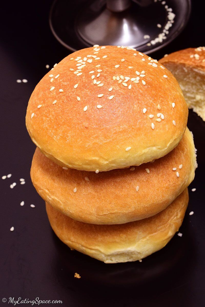 Burger Buns, whether you make hamburgers or serve it plain, these soft and fluffy buns are right enough for big appetites. Homemade makes it more delicious. More recipes at http://myeatingspace.com/