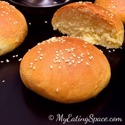 Burger Bun, whether you make hamburgers or serve it plain, these soft and fluffy buns are right enough for big appetites. Homemade makes it more delicious. More recipes at http://myeatingspace.com/