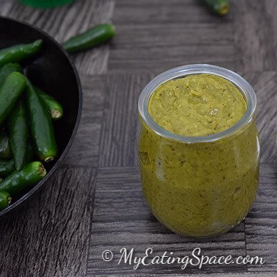 Homemade green chili sauce is one of the important ingredient in most of our Indo-Chinese recipes. This sauce can be used as a dip for pakoras and bajis. Visit http://myeatingspace.com/ for more recipes
